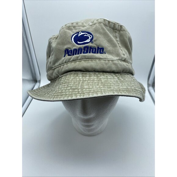 Penn State Nittany Lions Tan Khaki Bucket Hat Adult Cap Fishing Camp Cotton - Picture 2 of 10